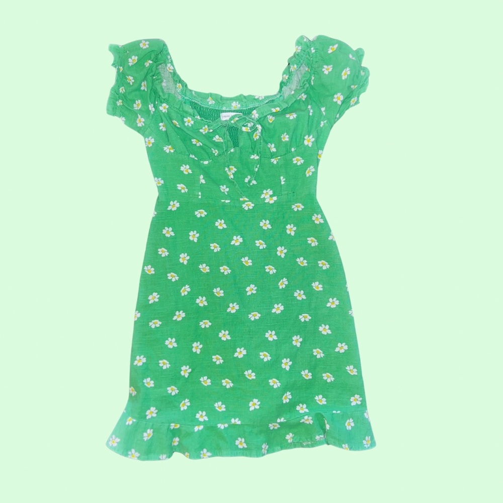 Urban Outfitters Magpie Off-the-shoulder Mini Dress In Green